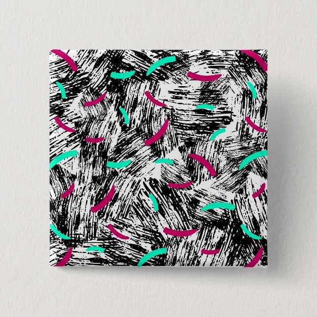 Bóton Quadrado 5.08cm Padrão de Abstrato moderno. (Frente)