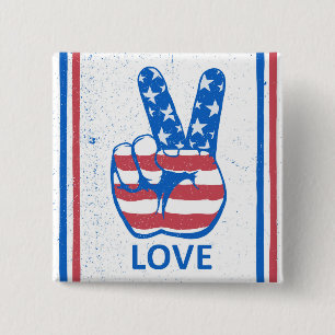 Bóton Quadrado 5.08cm Padrão de Bandeira da Peace American