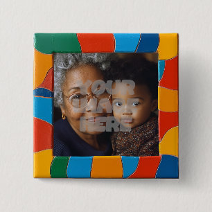 Bóton Quadrado 5.08cm Padrão de borda do mosaico colorida divertida para