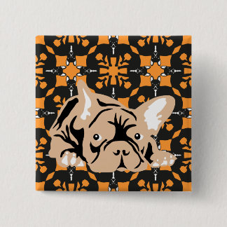 Bóton Quadrado 5.08cm Padrão de Bulldog Francês
