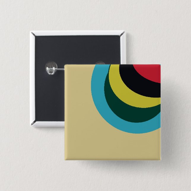 Bóton Quadrado 5.08cm Padrão de curvas coloridas (Frente & Verso)