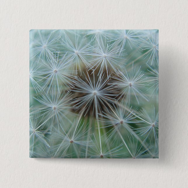 Bóton Quadrado 5.08cm Padrão de dandelion branco (Frente)