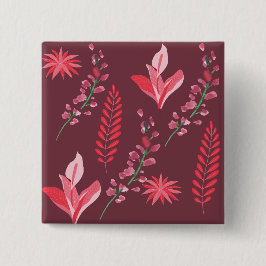 Bóton Quadrado 5.08cm Padrão de flores.