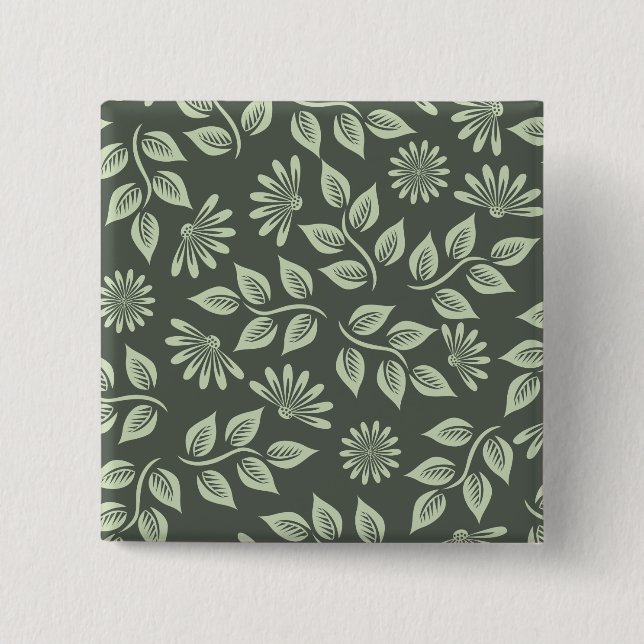 Bóton Quadrado 5.08cm Padrão de Flores de Mola (Frente)