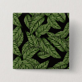 Bóton Quadrado 5.08cm Padrão de Folhas Tropicais
