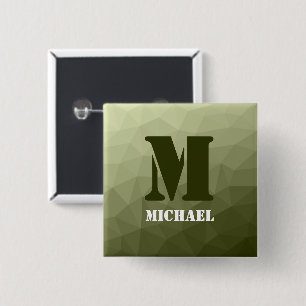 Bóton Quadrado 5.08cm Padrão de malha geométrica verde-clara do exército