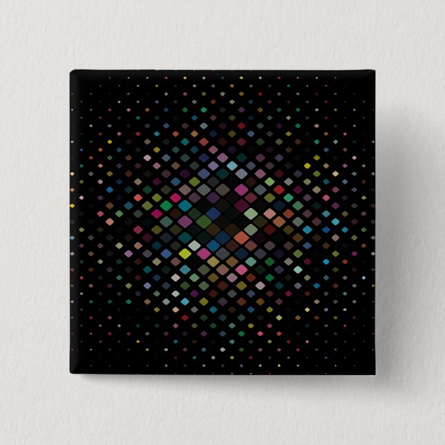 Bóton Quadrado 5.08cm Padrão de Ornamento com Pequenos Quadrados (Frente)