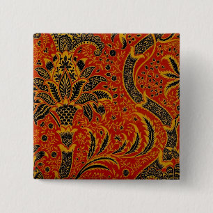 Bóton Quadrado 5.08cm Padrão de Papel de Carteira Vermelho Têxtil Anti