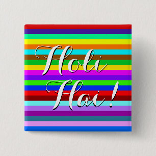 Bóton Quadrado 5.08cm Padrão de Stripes colorido HOLI + suas ideias
