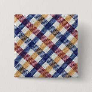 Bóton Quadrado 5.08cm Padrão de Tartan multicolorido