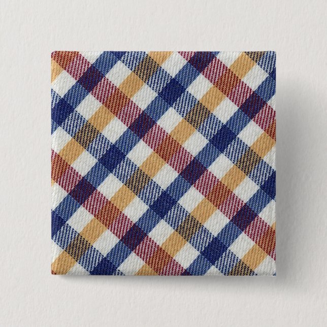 Bóton Quadrado 5.08cm Padrão de Tartan multicolorido (Frente)