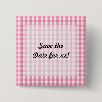 Bóton Quadrado 5.08cm Padrão de Verificação de Gingham Rosa