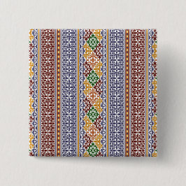 Bóton Quadrado 5.08cm padrão étnico elegante