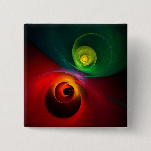 Bóton Quadrado 5.08cm Padrão Moderno de Abstrato de Arte Yin Yang Verde