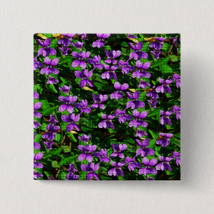 Bóton Quadrado 5.08cm Padrão Mosaico Violeta de Madeira de Flor do Esta