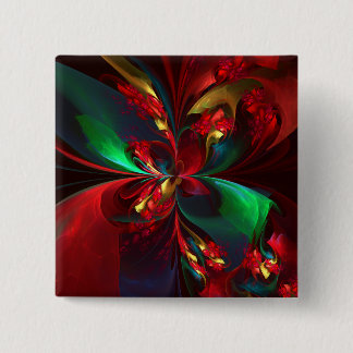 Bóton Quadrado 5.08cm Padrão Verde Vermelho Abstrato Floral Moderno #11
