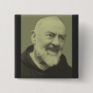 Bóton Quadrado 5.08cm Padre Pio de Pietrelcina