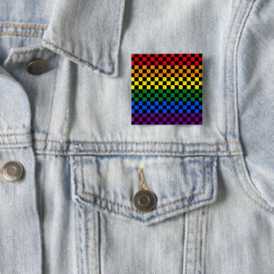 Bóton Quadrado 5.08cm Padrões de Orgulho Verificadores Rainbow