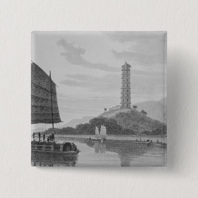 Bóton Quadrado 5.08cm Pagode de Whampoa, 1810 (Frente)