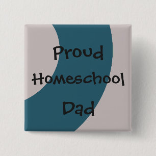 Bóton Quadrado 5.08cm Pai da escola doméstica azul e Cinza orgulhosa