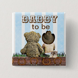 Bóton Quadrado 5.08cm Pai de ser o cowboy da Lil e o Chá de fraldas do U