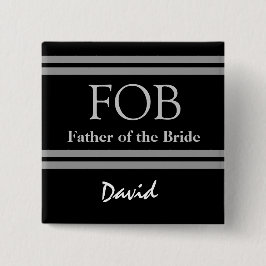 Bóton Quadrado 5.08cm Pai do botão preto e branco do casamento da noiva