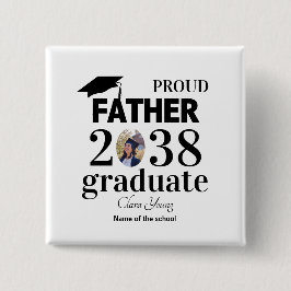 Bóton Quadrado 5.08cm Pai orgulhoso personalizado de formatura