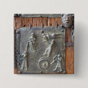 Bóton Quadrado 5.08cm Painel da porta da mão esquerda, século XII (bro