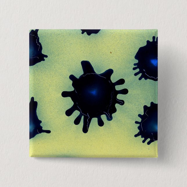 Bóton Quadrado 5.08cm Paint Splatter in Blue (Frente)