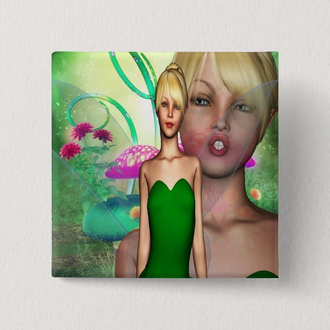 Bóton Quadrado 5.08cm País das fadas clássico (Frente)