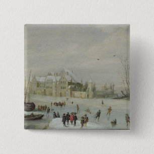 Bóton Quadrado 5.08cm Paisagem 2 do inverno
