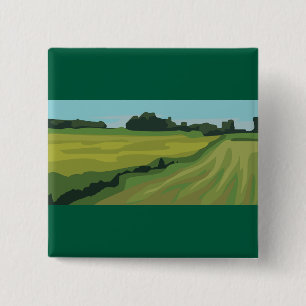 Bóton Quadrado 5.08cm Paisagem Campestre Verde