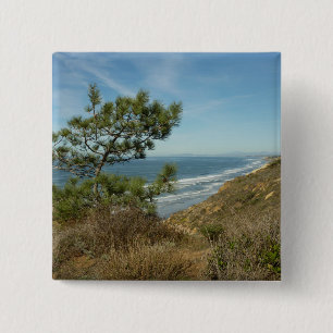 Bóton Quadrado 5.08cm Paisagem de Torrey Pine e Costa da Califórnia