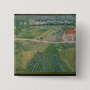 Bóton Quadrado 5.08cm Paisagem de Vincent van Gogh em Auvers