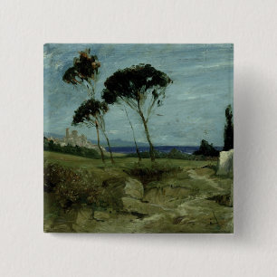 Bóton Quadrado 5.08cm Paisagem em Nettuno, 1887