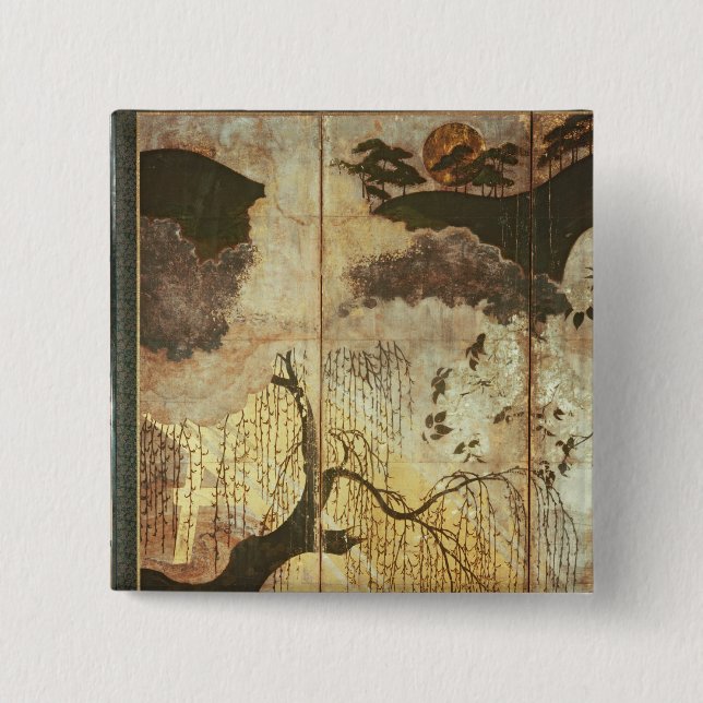 Bóton Quadrado 5.08cm Paisagem ensolarada (Frente)