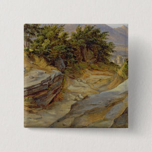 Bóton Quadrado 5.08cm Paisagem italiana da montanha, c.1824