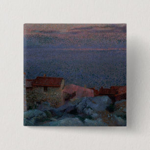 Bóton Quadrado 5.08cm Paisagem litoral (óleo em canvas)