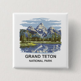 Bóton Quadrado 5.08cm Paisagem Nacional do Grande Teton