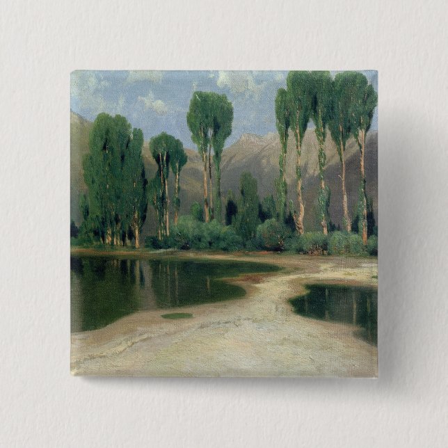 Bóton Quadrado 5.08cm Paisagem suíça (Frente)