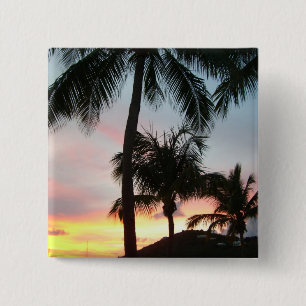 Bóton Quadrado 5.08cm Paisagem Tropical de Palms Sunset Fotografia