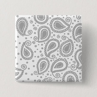 Bóton Quadrado 5.08cm Paisley no Botão Branco