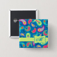 Paisley Turquoise Blue Green Modern Monograma