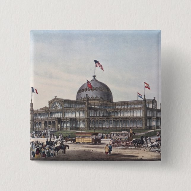 Bóton Quadrado 5.08cm Palácio de cristal de New York (Frente)