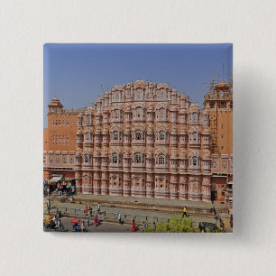 Bóton Quadrado 5.08cm Palácio dos ventos (Hawa Mahal), Jaipur, Índia,