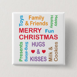 Bóton Quadrado 5.08cm Palavras de Natal do Natal