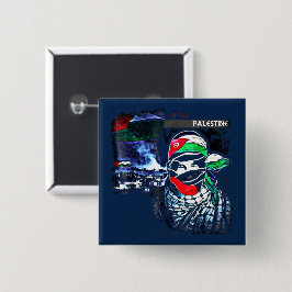 Bóton Quadrado 5.08cm Palestina Livre Genocídio de Gaza Palestina