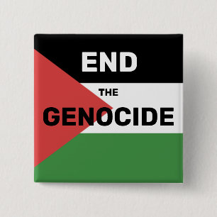 BÓTON QUADRADO 5.08CM PALESTINA LIVRE TERMINA A BANDEIRA VERMELHA GENOCÍ
