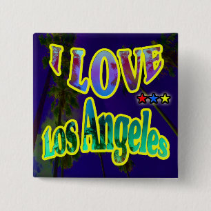 Bóton Quadrado 5.08cm "Palm Sky: EU AMO Los Angeles 4" Botão