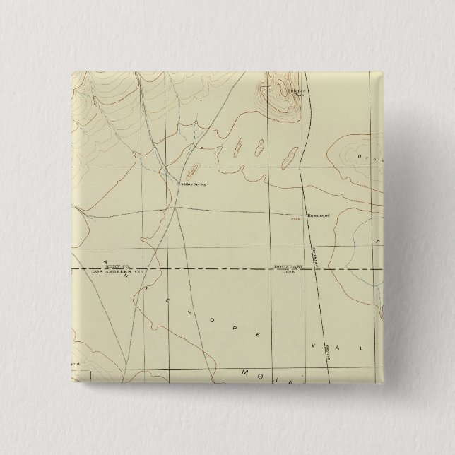 Bóton Quadrado 5.08cm Palmdale quadrangular mostrando San Andreas Rift (Frente)